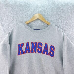 Vintage Kansas Jayhawks Mens XL Sweatshirt Team Edition NCAA‎ College Gray Boxy